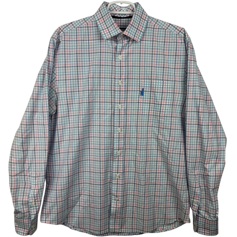 Johnnie-O Men's West Coast Prep Plaid Button Down Shirt Size Medium Surf